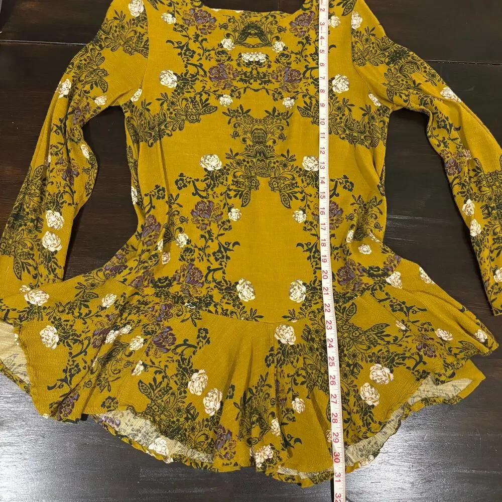 Free People Smooth Talker Floral Boho Ruffle Mini Dress S Whimsygoth Fairy - Picture 7 of 7